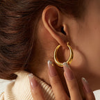 Pendientes grandes de acero inoxidable con forma de gota de agua