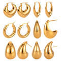 Pendientes grandes de acero inoxidable con forma de gota de agua