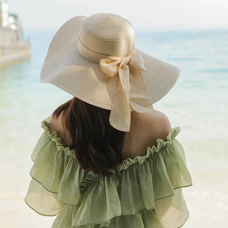 sombreros de sol a la moda, planos, con lazo y protección UV