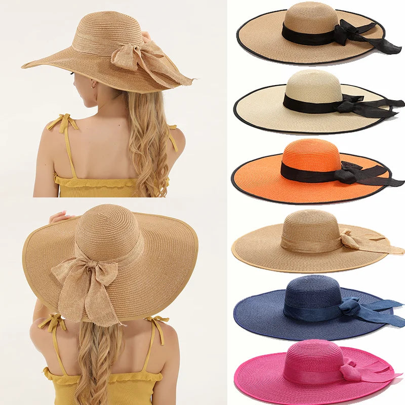 sombreros de sol a la moda, planos, con lazo y protección UV