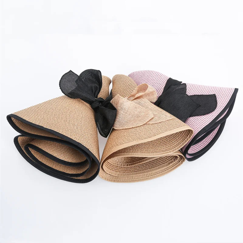 sombreros de sol a la moda, planos, con lazo y protección UV
