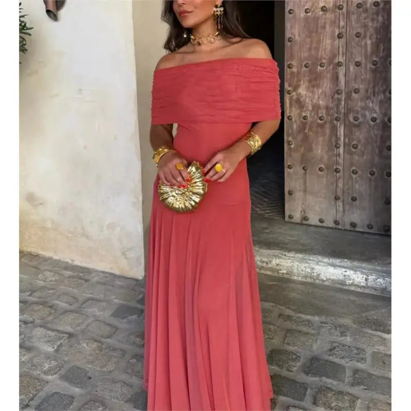 LV.GLAM® VESTIDO LARGO ESCOTE RECTO ESTILO EUROPEO