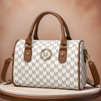 Bolso de piel sintética estilo de lujo con el logo "M" dorado para mujer, ideal para el trabajo, viajes, fiestas y regalos.