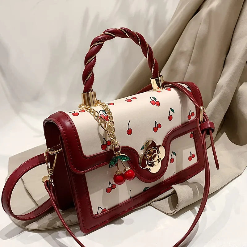 Bolso con cadena cuadrada de cerezas dulces para mujer