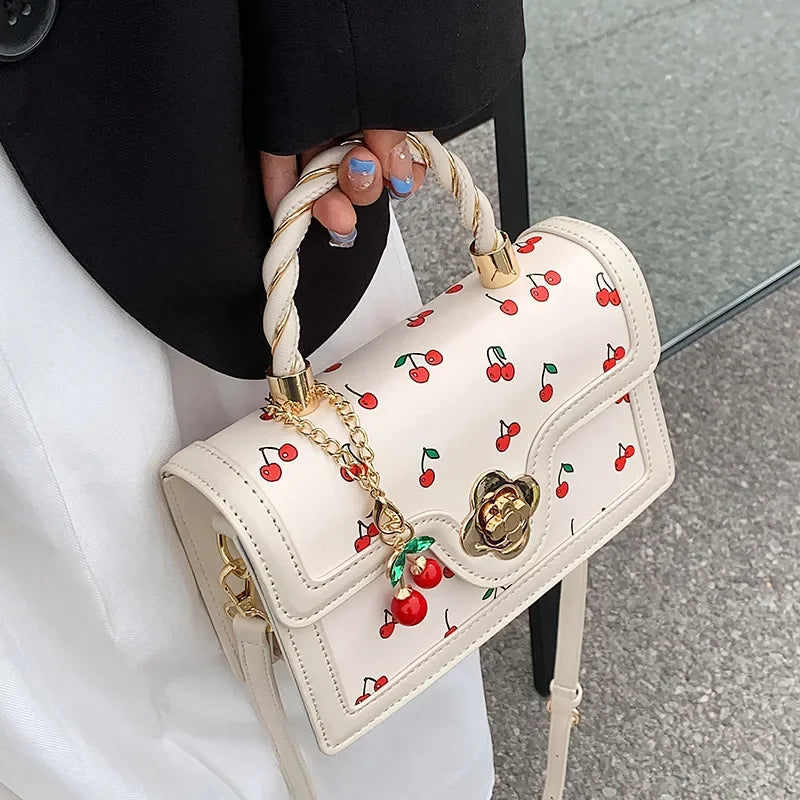Bolso con cadena cuadrada de cerezas dulces para mujer