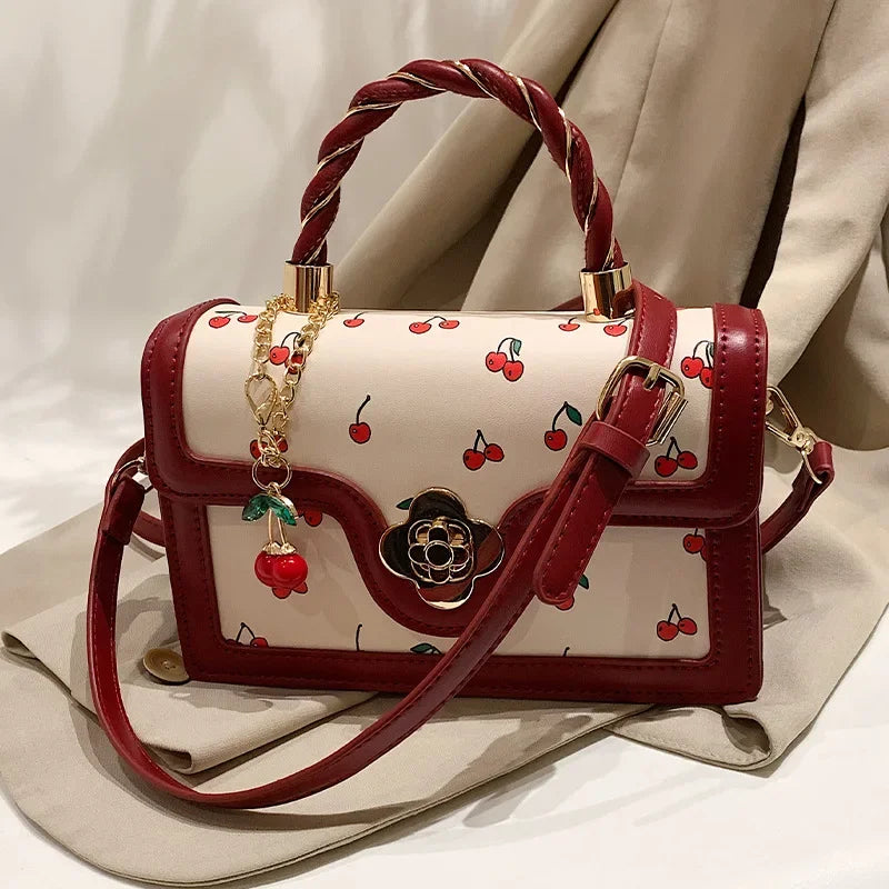 Bolso con cadena cuadrada de cerezas dulces para mujer