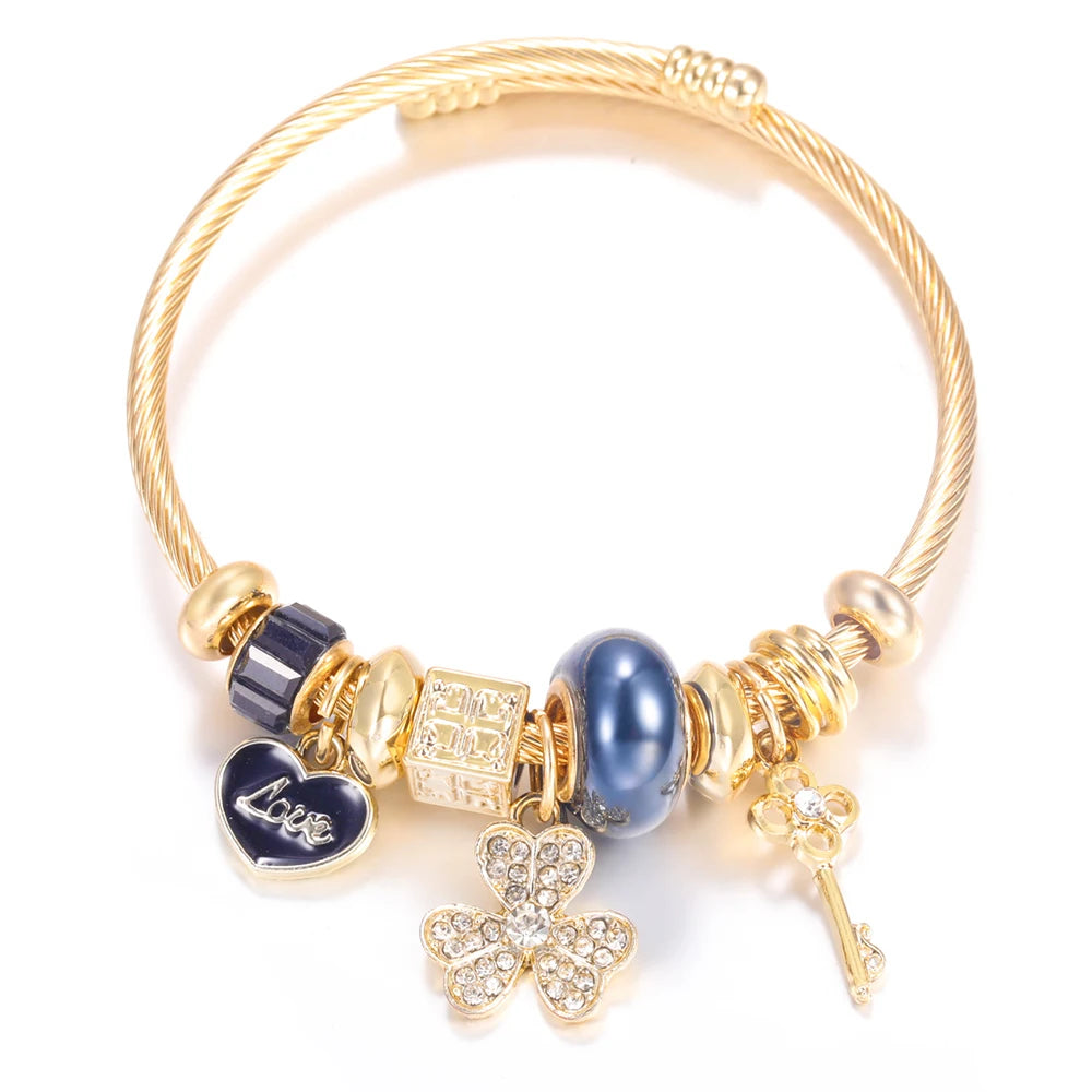 LV.GLAM® PULSERA CON COLGANTE DE FLORES DE DIAMANTE