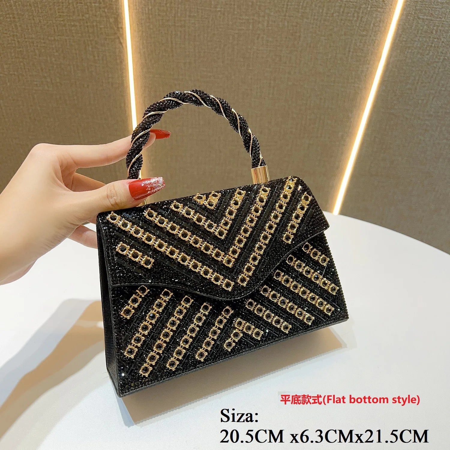 LV.GLAM® CARTERA DE MANO ELEGANTE PARA MUJER CON CRISTALES Y DIAMANTES