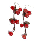 Joyería de moda para mujer, pendientes de cereza roja