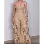 Hermoso Conjunto de pantalones de pierna ancha de encaje mas top corto de encaje