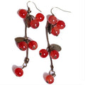 Joyería de moda para mujer, pendientes de cereza roja