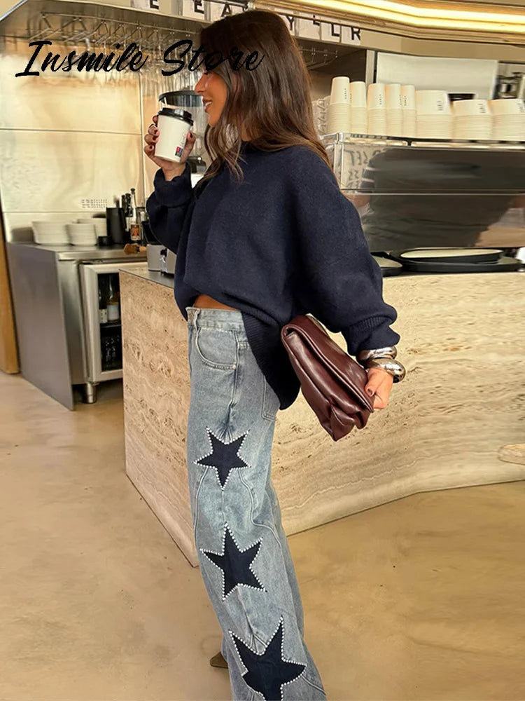 LV.GLAM® VAQUERO RECTO CASUAL CON ESTRELLAS