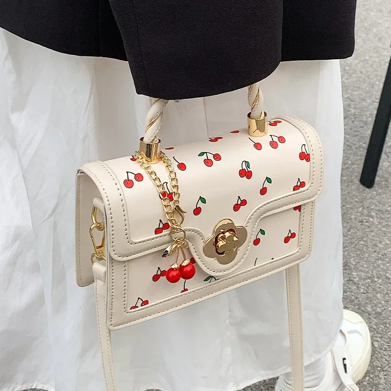 Bolso con cadena cuadrada de cerezas dulces para mujer