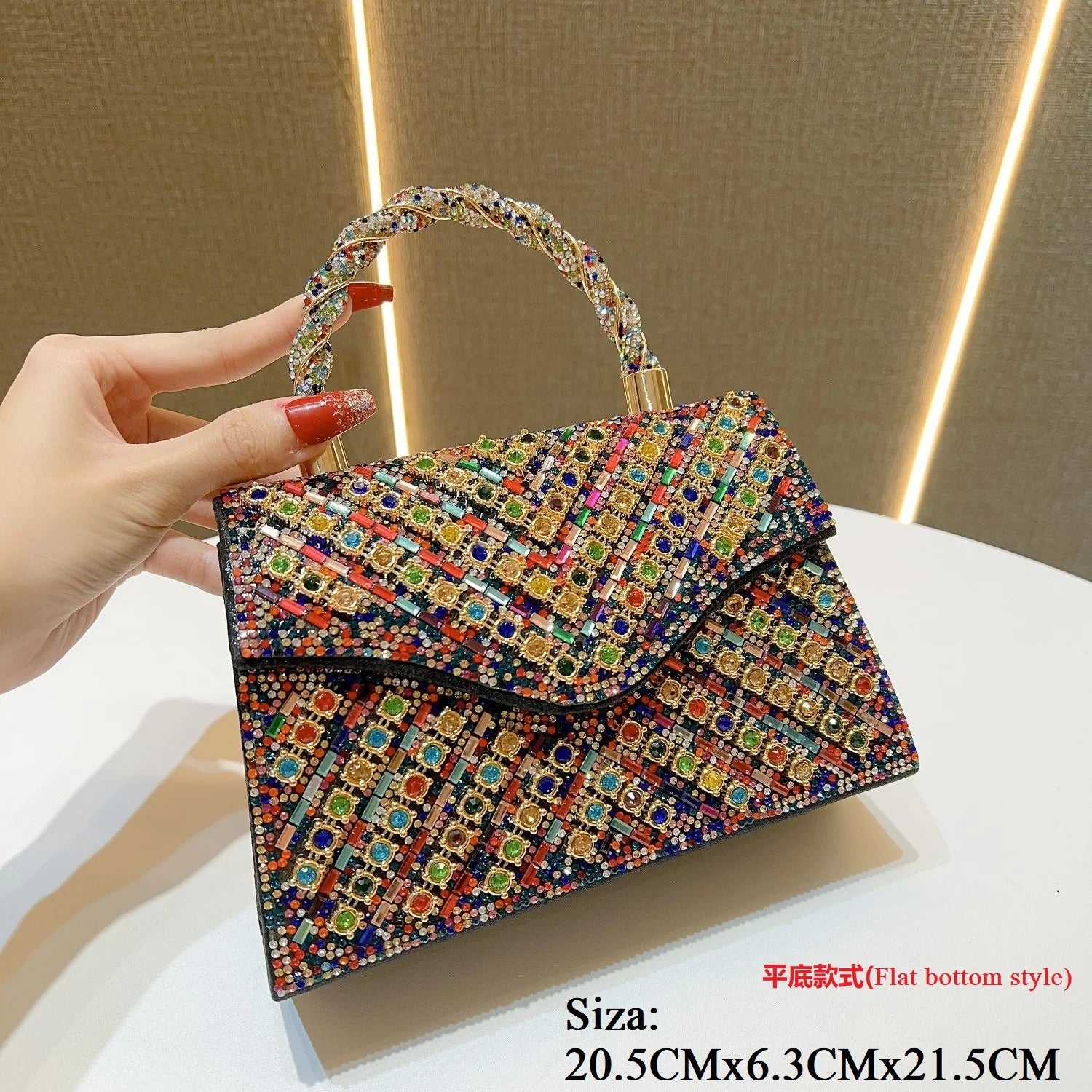 LV.GLAM® CARTERA DE MANO ELEGANTE PARA MUJER CON CRISTALES Y DIAMANTES