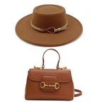Elegante conjunto de sombrero fedora y bolso
