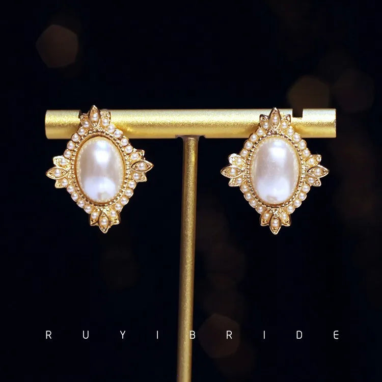 Elegante collar vintage con colgante de perlas y aretes para mujer, gargantilla clásica y exquisita, joyería