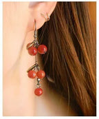 Joyería de moda para mujer, pendientes de cereza roja