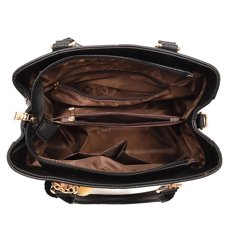 Bolsos clásicos de piel, vintage de alta calidad, de lujo para mujer