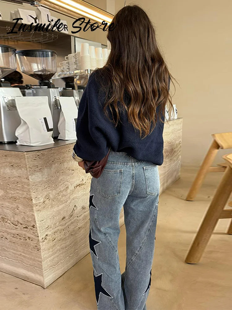 LV.GLAM® VAQUERO RECTO CASUAL CON ESTRELLAS