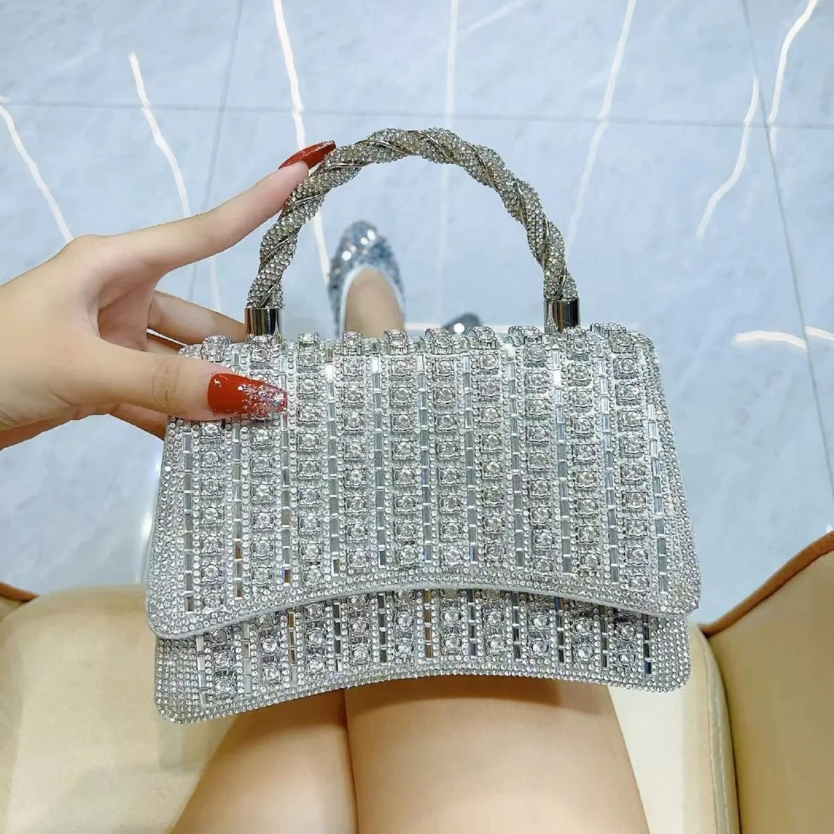 LV.GLAM® CARTERA DE MANO ELEGANTE PARA MUJER CON CRISTALES Y DIAMANTES